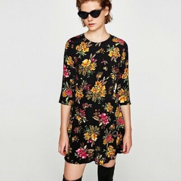 Zara Dresses & Skirts - 💃Zara Black floral Mini dress size M